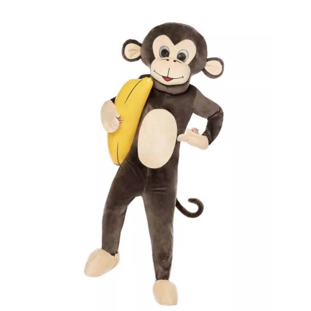 Spirit Halloween Monkey Mascot Costume Kids Child Size S/M Inflatable Banana EUC